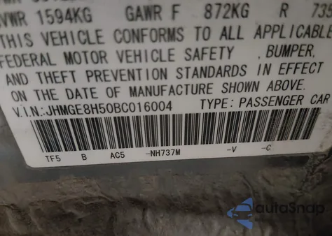 2011 Honda Fit Sport from USA, damaged, VIN JHMGE8H50BC016004